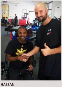 Triumph's support helped Hassan with physical therapy at SCI FIT.