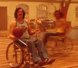 Rick Hayden playing wheelchair basketball