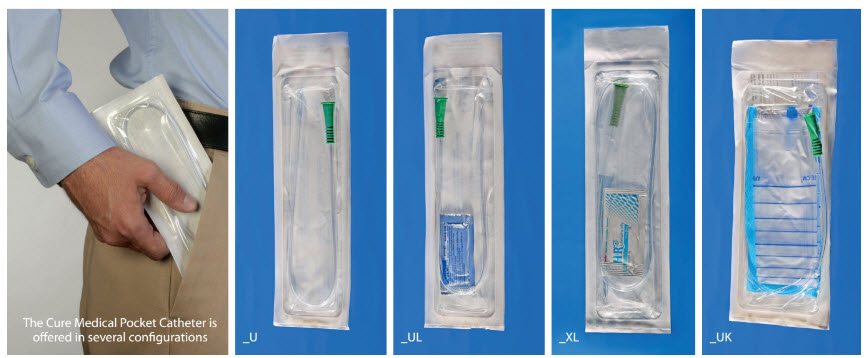 The sterile, single use, U-shaped Cure Medical Pocket Catheter