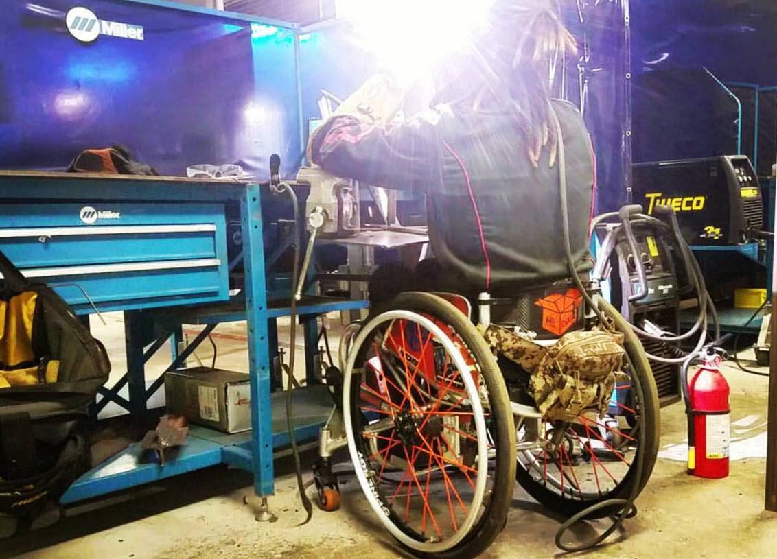 Jerry Diaz continues a career in welding from his wheelchair.