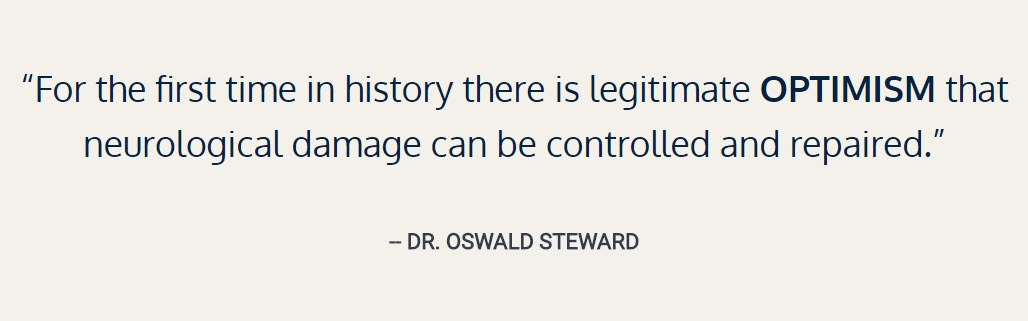 "For the first time in history there is legitimate OPTIMISM that neurological damage can be controlled and repaired." Dr. Oswald Steward