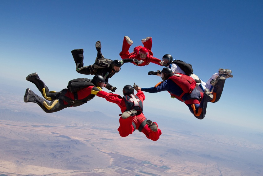 Nick LiBassi skydiving with a group