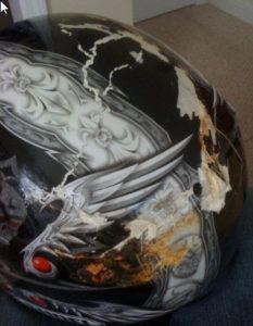 Chris Collin's helmet after his accident
