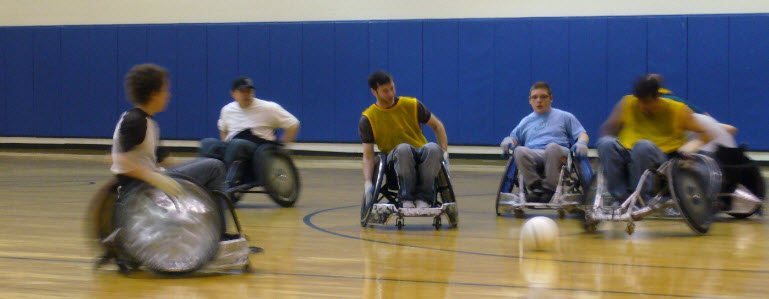 Chris playing quad rugby