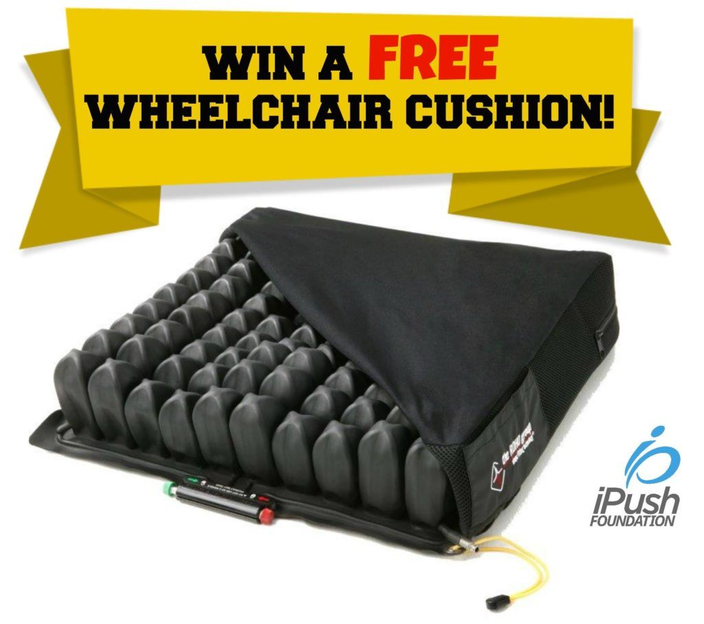 Win a free wheelchair cushion contest flyer from iPush Foundation
