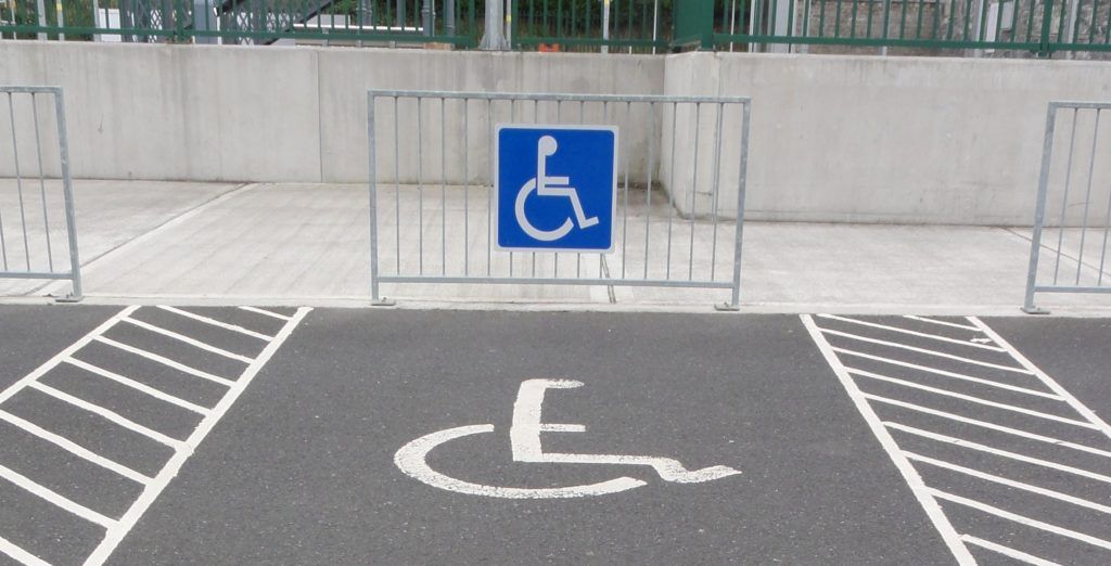 Wheelchair parking space at airport