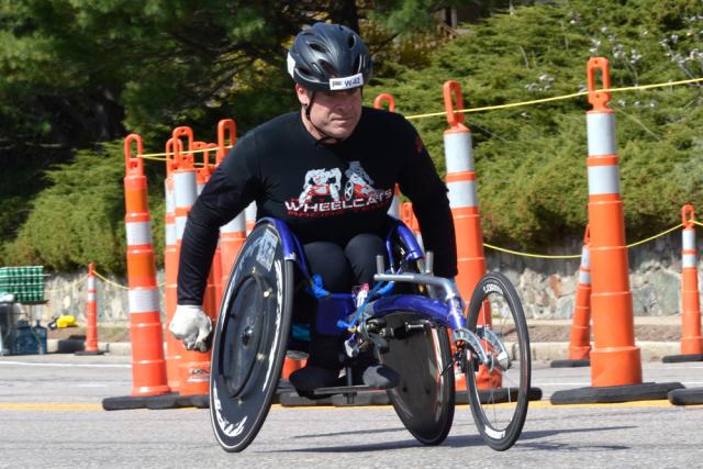 Matt Davis competing in a wheelchair race