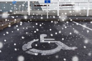 handicapped parking space in the snow