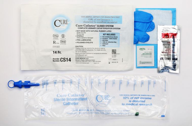 The sterile, single-use, unisex Cure Catheter Closed System features a pre-lubricated straight or Coude catheter tip w/ integrated collection bag.