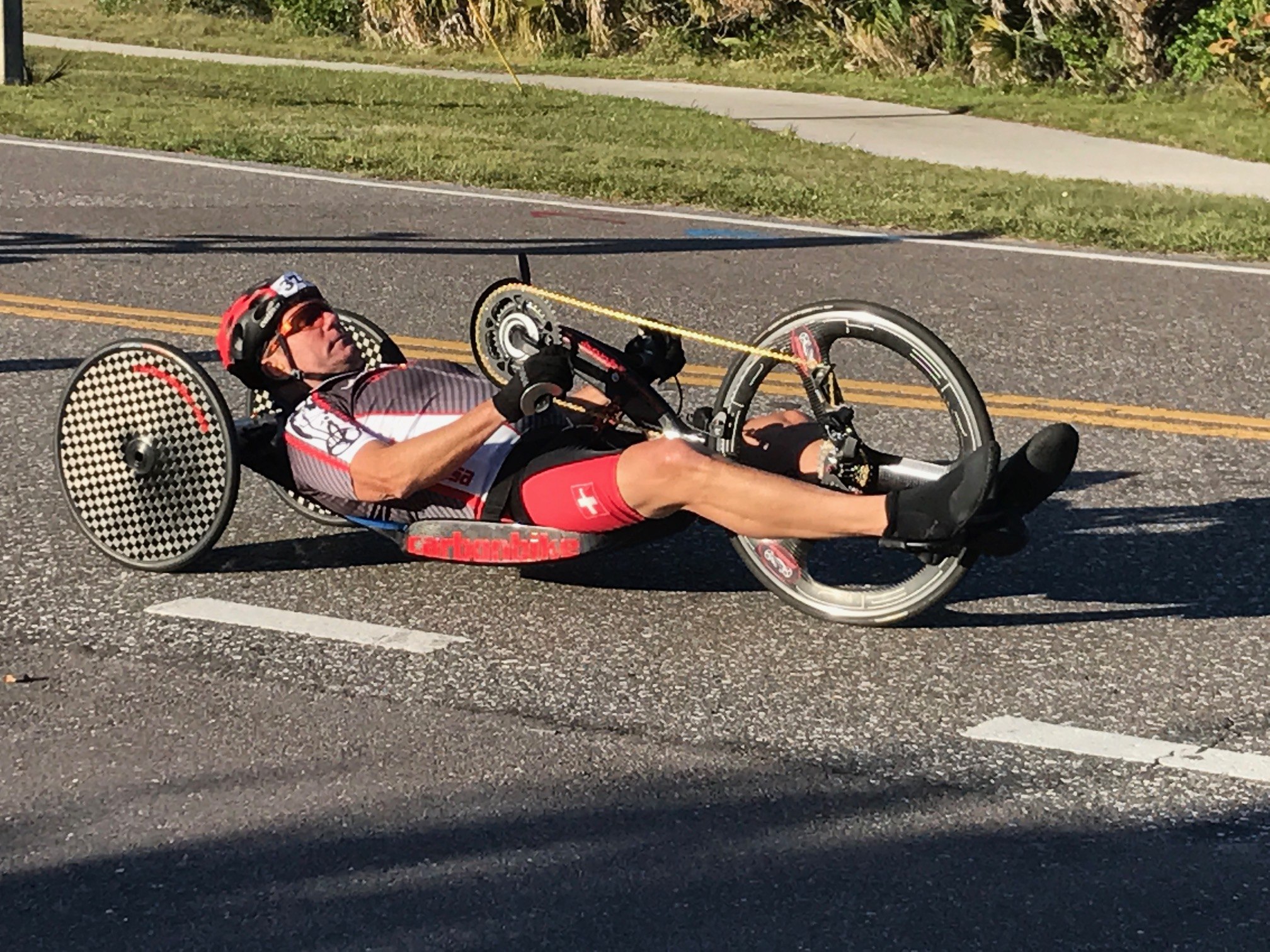 Chris continues his passion for wheelchair racing, and is always improving the products and even using them himself.