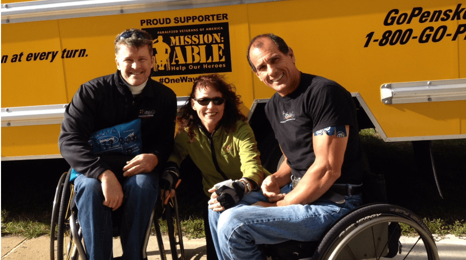 Mary Carol serving at a Paralyzed Veterans of America handcycle clinic with Jody Shiflett and Carlos Moleda.