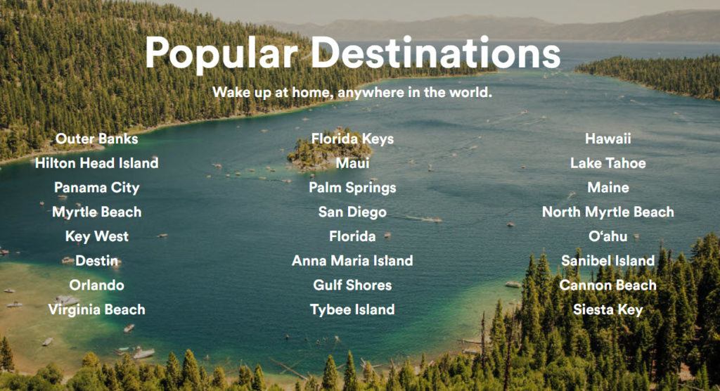 Popular destinations list - Wake up at home, anywhere in the workd.