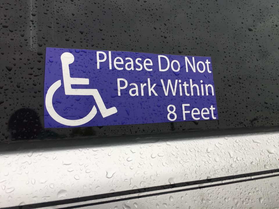 Despite displaying a clearly visible sticker on Kim's accessible vehicle, people routinely block the space where her ramp deploys.