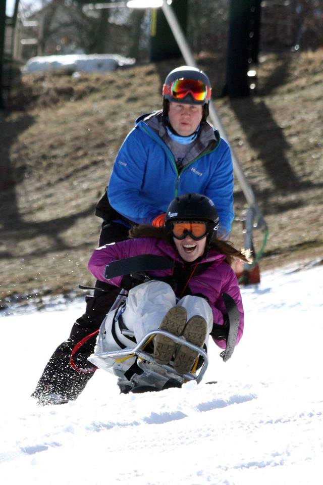 Margaret Deery says, "This picture is of John Waddick and I adaptive skiing in Beech Mountain, NC."