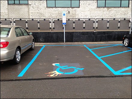 Handicap parking space artwork