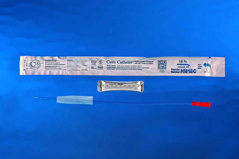 Hydrophilic Cure Catheter 18 FR Coude