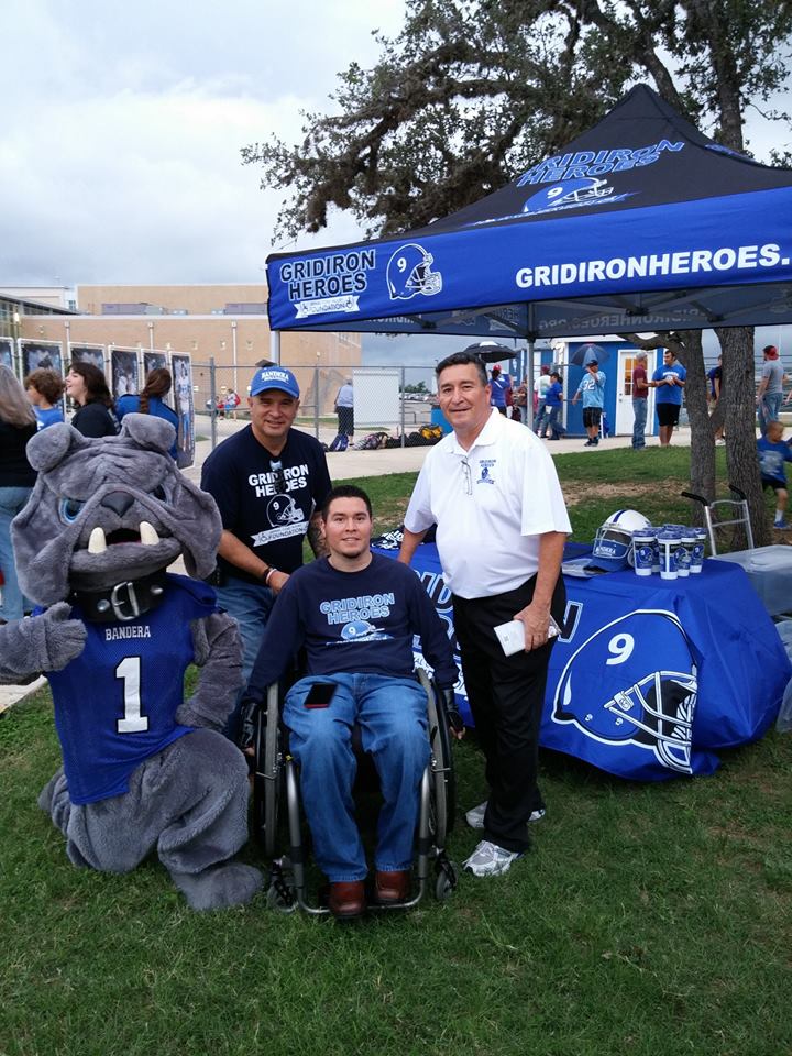 gridiron heroes booth with mascot