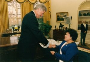 Elaine greets the Governor of Washington Jay Inslee.
