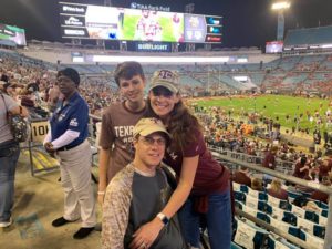 Home-free for Chad meant having more time to cheer on the home team at his beloved Texas A&M Aggies stadium.