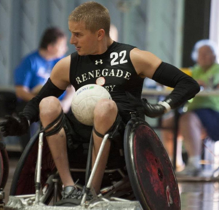 Eric Chase playing quad rugby