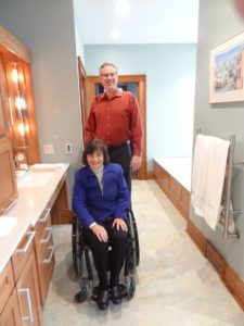 Rosemarie, featured here in her bathroom, is a leading expert on accessible home design.