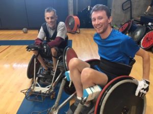 Sean Ladner and Bradley Boe at a Wheelchair Rugby Clinic